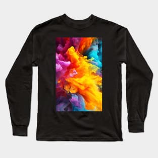 Spectrum Splash - Colorful Ink Drop Macro Abstract Art Long Sleeve T-Shirt